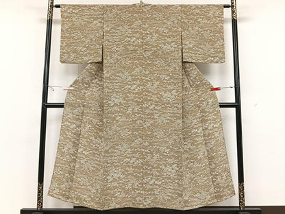 平和屋着物▽小紋　単衣　流水草花文　洗える着物　CAAX2442xi