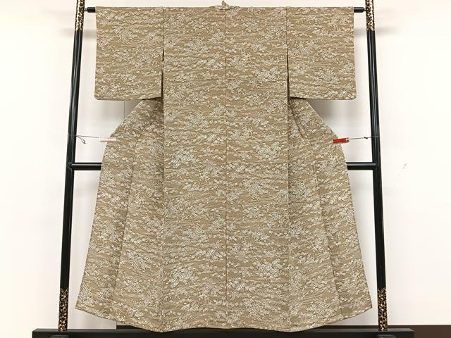 平和屋着物▽小紋　単衣　流水草花文　洗える着物　CAAX2442xi