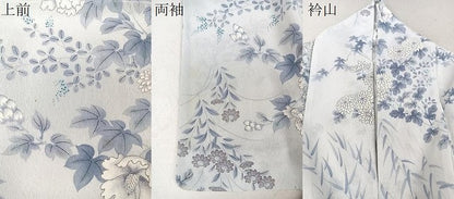 平和屋着物▽小紋　単衣　草花文　洗える着物　CAAX2444xi