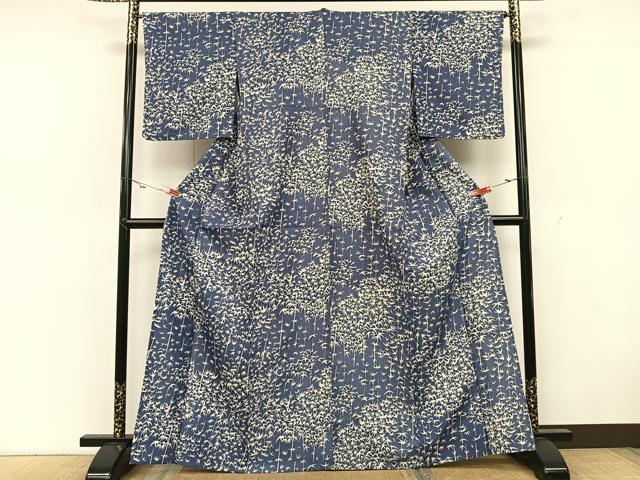 平和屋着物▽小紋　単衣　笹文　洗える着物　CAAX2446xi