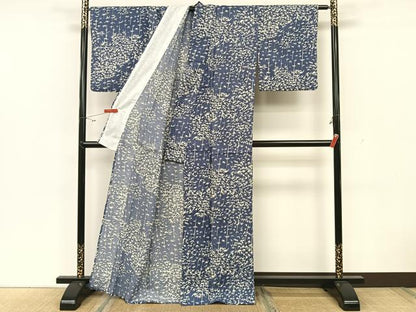 平和屋着物▽小紋　単衣　笹文　洗える着物　CAAX2446xi