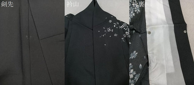 平和屋着物▽訪問着　単衣　草花文　黒地　金彩　洗える着物　CAAX2448xi