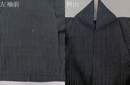 平和屋着物▽上質な紬 単衣 縞 正絹 逸品 CAAX2451xi
