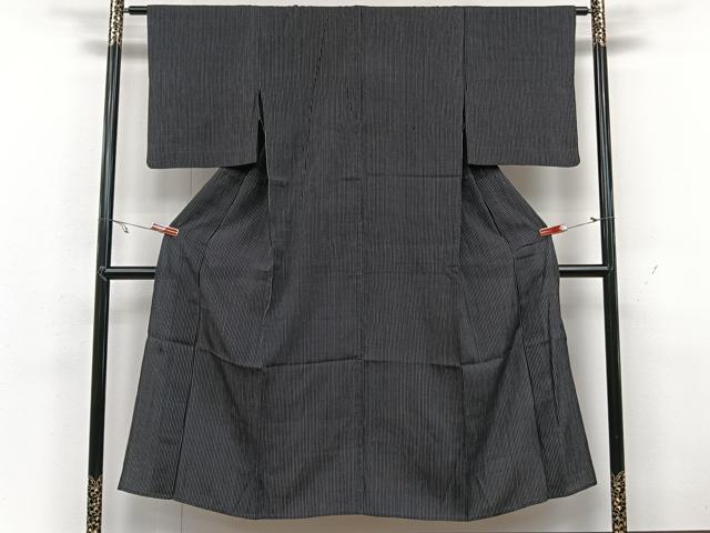 平和屋着物▽上質な紬 単衣 縞 正絹 逸品 CAAX2451xi