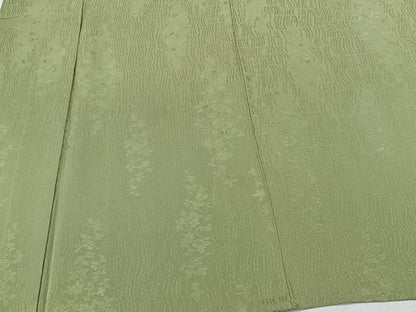 平和屋着物▽上質な色無地 単衣 草花地紋 黄海松茶 正絹 逸品 CAAX2454xi