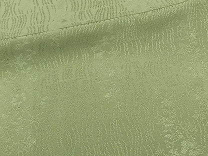 平和屋着物▽上質な色無地 単衣 草花地紋 黄海松茶 正絹 逸品 CAAX2454xi