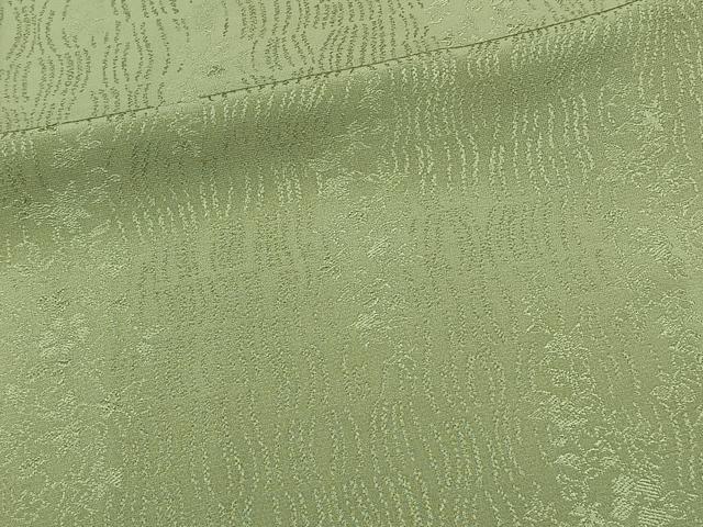 平和屋着物▽上質な色無地 単衣 草花地紋 黄海松茶 正絹 逸品 CAAX2454xi