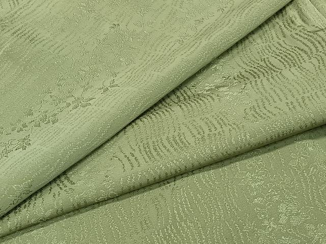 平和屋着物▽上質な色無地 単衣 草花地紋 黄海松茶 正絹 逸品 CAAX2454xi