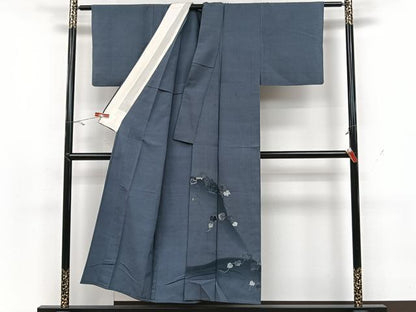 平和屋着物▽豪華色留袖 単衣 紬地 総刺繍 葡萄蔦の葉文 正絹 逸品 CAAX2460xi