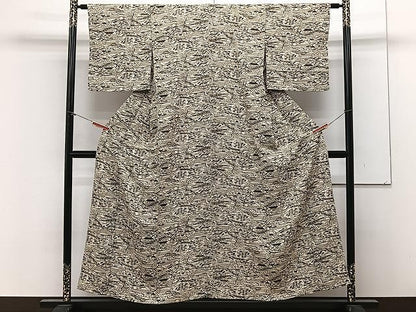 平和屋着物▽上質な小紋 単衣 型染め 風景文 正絹 逸品 CAAX2462xi