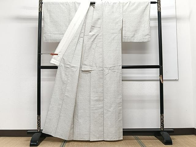 平和屋着物▽上質な紬 単衣 十字絣 正絹 逸品 CAAX2463xi