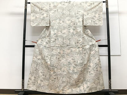 平和屋着物▽真綿紬 単衣 風景文 証紙付き 正絹 逸品 CAAX2464xi