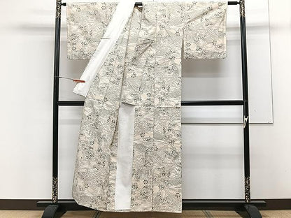 平和屋着物▽真綿紬 単衣 風景文 証紙付き 正絹 逸品 CAAX2464xi