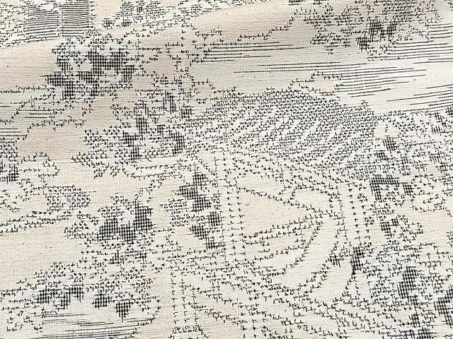 平和屋着物▽真綿紬 単衣 風景文 証紙付き 正絹 逸品 CAAX2464xi