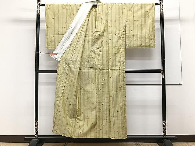 平和屋着物▽上質な紬 単衣 琉球絣文様 正絹 逸品 CAAX2465xi