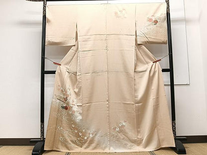 平和屋着物▽訪問着 単衣 流水花文 暈し染め 金彩 正絹 逸品 CAAX2467xi