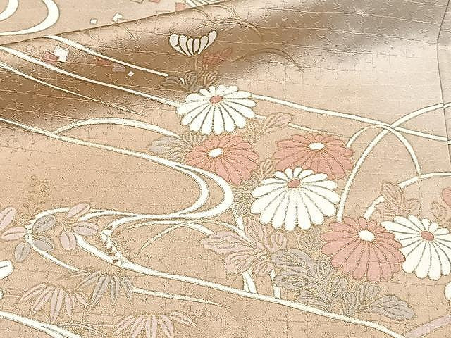 平和屋着物▽訪問着 単衣 流水花文 暈し染め 金彩 正絹 逸品 CAAX2467xi