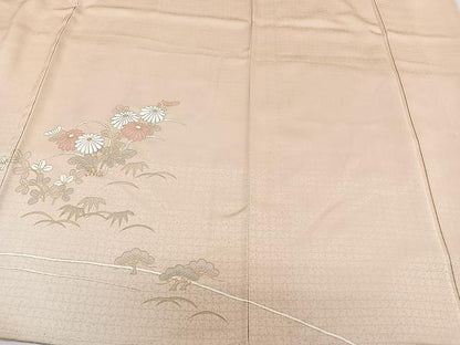 平和屋着物▽訪問着 単衣 流水花文 暈し染め 金彩 正絹 逸品 CAAX2467xi