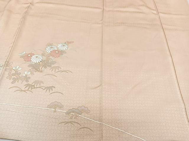 平和屋着物▽訪問着 単衣 流水花文 暈し染め 金彩 正絹 逸品 CAAX2467xi