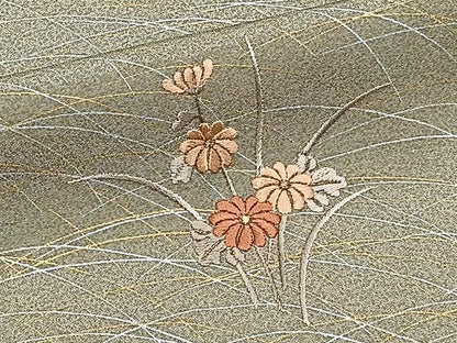 平和屋着物▽訪問着　単衣　刺繍　草花文　暈し染め　金銀彩　正絹　逸品　CAAX2468xi