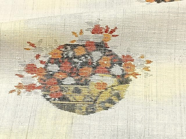 平和屋着物▽上質な紬 単衣 花車文 正絹 逸品 CAAX2473xi