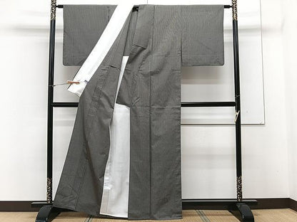 平和屋着物▽玉繭紬 単衣 縞 証紙付き 正絹 逸品 CAAX2475xi