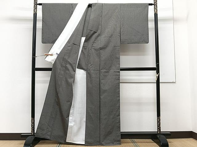 平和屋着物▽玉繭紬 単衣 縞 証紙付き 正絹 逸品 CAAX2475xi
