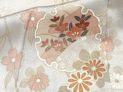 平和屋着物▽訪問着 単衣 雪輪枝垂れ桜文 暈し染め 金彩 正絹 逸品 CAAX2477xi