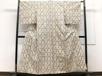 平和屋着物▽上質な紬　単衣　絣間道　正絹　逸品　CAAX2478xi