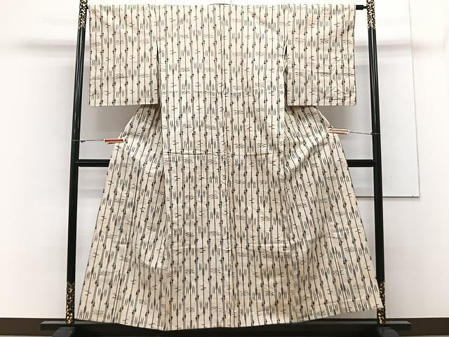 平和屋着物▽上質な紬　単衣　絣間道　正絹　逸品　CAAX2478xi
