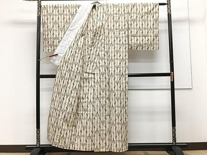 平和屋着物▽上質な紬　単衣　絣間道　正絹　逸品　CAAX2478xi