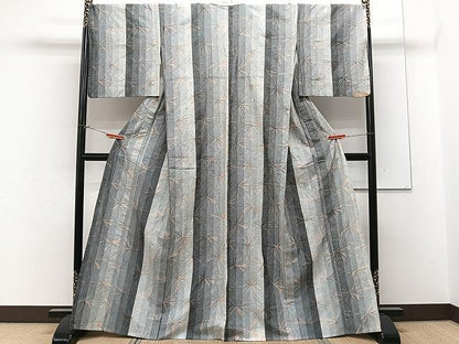 平和屋着物▽上質な紬 単衣 絞り 間道 正絹 逸品 CAAX2481xi