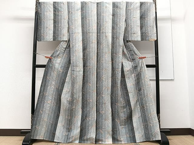 平和屋着物▽上質な紬 単衣 絞り 間道 正絹 逸品 CAAX2481xi