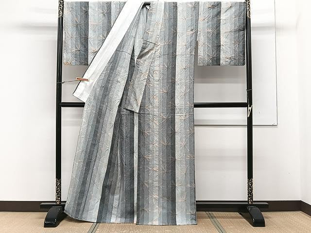 平和屋着物▽上質な紬 単衣 絞り 間道 正絹 逸品 CAAX2481xi