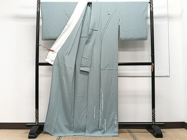 平和屋着物▽訪問着 単衣 舞扇花文 正絹 逸品 CAAX2483xi