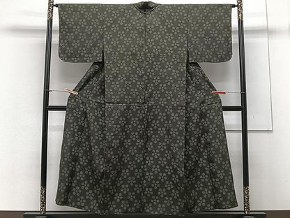 平和屋着物▽本場結城紬 重要無形文化財 単衣 100亀甲 梅鉢 正絹 逸品 CAAX2484xi