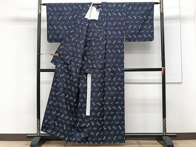 平和屋着物▽本場琉球絣紬　単衣　正絹　逸品　CAAX2485xi