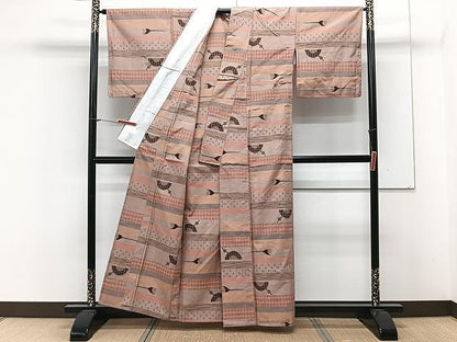 平和屋着物▽上質な紬 単衣 器物文 正絹 逸品 CAAX2486xi