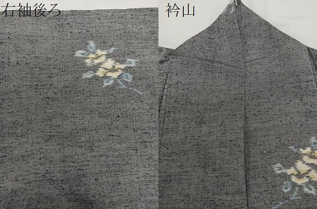 平和屋着物▽上質な紬 単衣 舞花文 正絹 逸品 CAAX2488xi