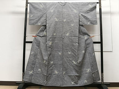平和屋着物▽上質な紬 単衣 舞花文 正絹 逸品 CAAX2488xi