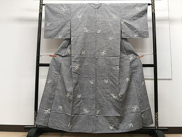 平和屋着物▽上質な紬 単衣 舞花文 正絹 逸品 CAAX2488xi