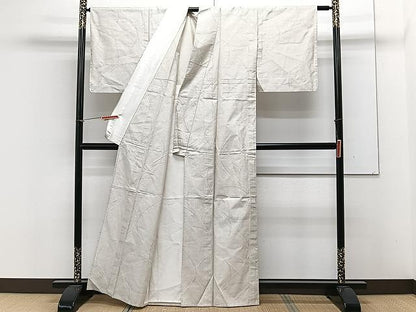 平和屋着物▽本場大島紬 白大島 単衣 ９マルキ 抽象文様 正絹 逸品 CAAX2489xi
