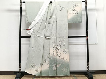 平和屋着物▽訪問着 友禅 作家物 単衣 枝花文 暈し染め 正絹 逸品 CAAX2491xi