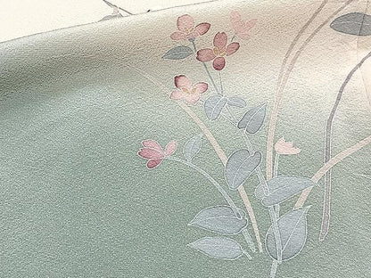 平和屋着物▽訪問着 友禅 作家物 単衣 枝花文 暈し染め 正絹 逸品 CAAX2491xi