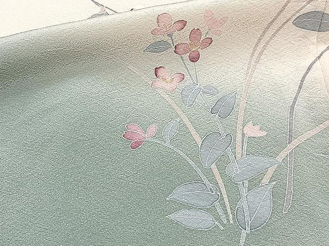 平和屋着物▽訪問着 友禅 作家物 単衣 枝花文 暈し染め 正絹 逸品 CAAX2491xi