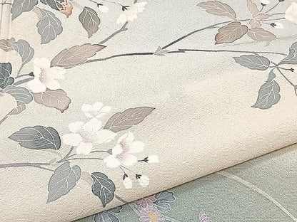 平和屋着物▽訪問着 友禅 作家物 単衣 枝花文 暈し染め 正絹 逸品 CAAX2491xi