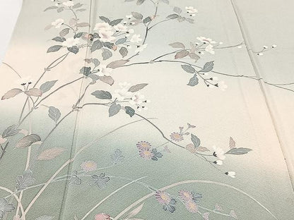 平和屋着物▽訪問着 友禅 作家物 単衣 枝花文 暈し染め 正絹 逸品 CAAX2491xi
