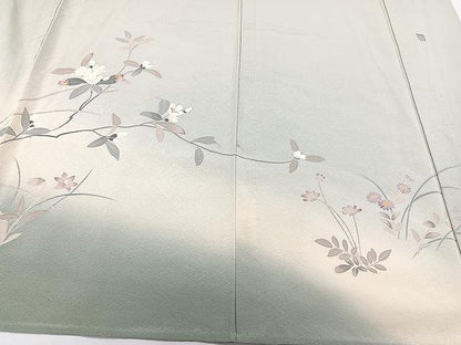平和屋着物▽訪問着 友禅 作家物 単衣 枝花文 暈し染め 正絹 逸品 CAAX2491xi