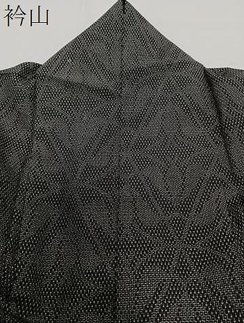 平和屋着物▽本塩沢 単衣 110亀甲 花菱文 黒地 正絹 逸品 CAAX2492xi