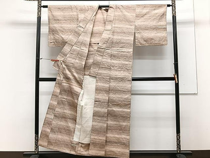 平和屋着物▽上質な紬 単衣 メガネ織 横段文 正絹 逸品 CAAX2494xi